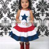Wholesale Fluffy Dress Sleeveless 4th of July Girls Dress Casual Cotton American National Day Dresses
