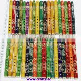 Bamboo flutes with ethnic latin ornament, different colors