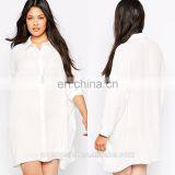 The Latest White Oversized Longline Chiffon Blouse for Women thumbnail-1