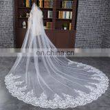 HSP1702 Luxury Real Photo Wedding Veils 3 Meters Long Lace Appliqued Bridal Veil thumbnail-3