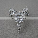 Exaggerated Feathers Zircon Ring Rhinestone Fashion Ladies Temperament Opening Ring thumbnail-3
