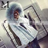 Custom High Fashion Lady Autumn and Winter Cheap Genuine Raccoon Fur Lining Women Jean Coat thumbnail-4