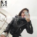 Handsome Motorcycle Spring Jacket Short Leather Zipper Jackets Leather for Women thumbnail-4