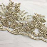 High Fashionable Design Dress Textile Embroidery Lace Fabric With Crystal thumbnail-3