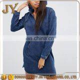 Women's Suit Denim Hoody Dress Pouch Pockets Dress V-neck Dress for Women Women Wear thumbnail-2