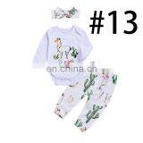 2019 Cactus Alpaca Boys White Rompers Outfits & Kids Cactus Full Print Pants & Baby Headband 3pc Set thumbnail-2