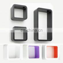 Wholesale Cheap Set Antique Black Floating Cube Wall Mount Wooden Shower Shelf