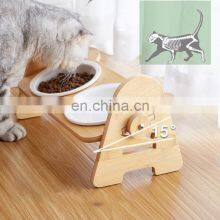 Reasonable Price Pet Bowls Stainless Steel Stylish Multifunction Dog Cat Food Feeder Bowls Bamboo Elevated Custom Logo thumbnail-3