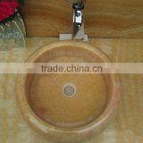High Quality Indoor Bathroom Yellow Onyx Round Sink thumbnail-3