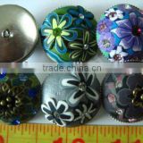 Handmade Poly Clay Button with Metal Base Shank bottom Half Dome price 1PC 25mm