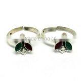 New ! Red Onyx_Green Onyx_White CZ 925 Sterling Silver Toe Ring, Gemstone Silver Jewelry, 925 Wholesale Toe Ring thumbnail-3