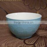 Embossed Outside Pink Inside White Ceramic Salad Bowl for Wholesale thumbnail-6