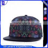 New Fashion Digital Printing Pattern Fabric 5 Panel Snapback Hats With Leather Brim thumbnail-1