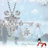 White gold plated christmas gift snowflake shang wedding ring set