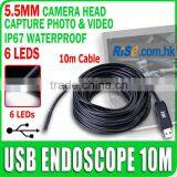 Mini USB Waterproof 5.5mm Inspection Camera With 10m Cable 6 LEDs Lights Endoscope thumbnail-1