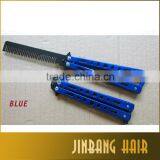 2016 Following Hot Salon Stainless Hair Comb Yellow Color Balisong Butterfly Knife Trainer Comb thumbnail-4