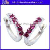 Best Seller ! Wholesale Fashion .925 Sterling Silver Red Real Ruby Earrings thumbnail-1