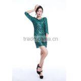 New Promotion Ladies Fashion Blue Long Sleeve Party Women Dress Sequin Lady Dress thumbnail-3