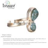 Geometric Jewelry Golden Copper Adjustable Green Stone Finger Rings Men's Jewelry thumbnail-4