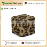 Decorative Wool Jute Knitted Pouf for Home Decor at Optimum Rate