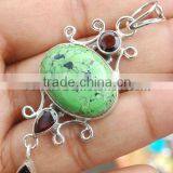 Green Mohave Turquoise Jewelry in 925 Sterling Silver With Gemstones Semiprecious thumbnail-1