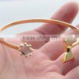 High Quality Environmental Copper Cuff Bangle Gold Plated Bowknot&Flower Women Bracelet thumbnail-3