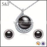 NEW Fashion African Beads Jewelry Black Bead Pendant and Earring Set