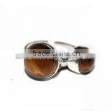 Tiger Eye Round Silver Ring thumbnail-1