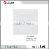 LY-FP114 New design standard white color 86*86 2 port rj45 faceplate