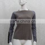 Women's Knitted Pullover With Leather Sleeve thumbnail-1