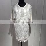 BGAX16145 Women fashion pure cotton dress with beautiful knitting pattern in 14gg , knitted dress sweater