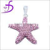 Glued CZ Silver Handmade Ocean Plant Starfish Pink Pendant thumbnail-1