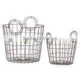 2 Piece French Market Bag Replica Metallic Wire Mesh Basket