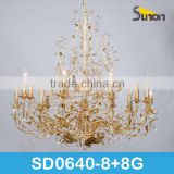 16 lights classic crystal gold foil cheap crystal wedding chandelier