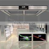 Wood Veneer Material Jewelry Showcase Kiosk With Led Strip Light for Shop Decoration Design thumbnail-3