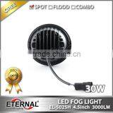 4x4 30W Speakers Harley Motor Driving Spot Headlight LED Fog Lamp With DRL Halo Ring Black Chrome Base thumbnail-2