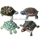Hot Sale Hand Painted Color Glazed Ceramic Turtles Miniature Statue
