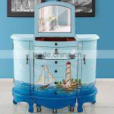 Mediterranean Style Dresser, Sailing Boat Handpainting Dressing Table and Chair, Wooden Multifunctional Dresser (BF01-X1155) thumbnail-5