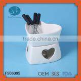 White Porcelain Heart Chocolate/cheese Fondue Set thumbnail-2
