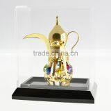Gold Plated Decorative Mid-east Kettle With Acrylic Box for Home Decoration thumbnail-1