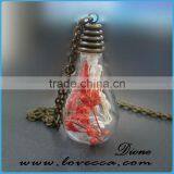 New Real Dried Flower Glass Ball Pendant Glass Dome Pendant Necklace thumbnail-4