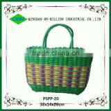 Colorful Plastic Woven Handbag Plastic Shopping Basket thumbnail-1