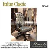 YB70-1 Luxury Antique Vintage Chesterfield Leather Office Chair Solid Wood Leather Upholstery Chairs Swivel Boss Office Chair thumbnail-1