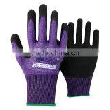 NMSAFETY EN 388 13 Gauge Purple Nylon Coated Black Foam Latex Wroking Glove /Industrial Work Gloves thumbnail-1