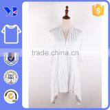 Lady White Wrap Style Min Sleeves Knee Length Opened Women Bathing Coat thumbnail-1