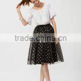 Woman Charming Lady Fashion Black Mesh Skirt With Golden Foil thumbnail-5