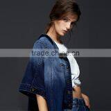 High Quality Denim Jacket Fashion Womens Dip Dyed Denim Jeans Jacket Winter thumbnail-6