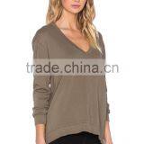 New Design Cotton Deep V Neck Sweatshirt Women Fashion thumbnail-2