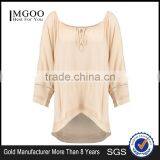 Brand Customzied Linen Plain Beige Blouses Tops For Ladies Casual Cotton Crochet Cold Shoulder Tops thumbnail-1