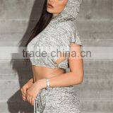 MGOO Custom Made Grey Marel Slit Hoodies Crop Tops Marvel Jersey Plain Hoodies Sleeveless Summer Shirts thumbnail-2